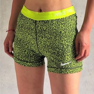 Nike Pro Spandex Lime Green Yellow Athletic Shorts - Cheetah - Size Medium